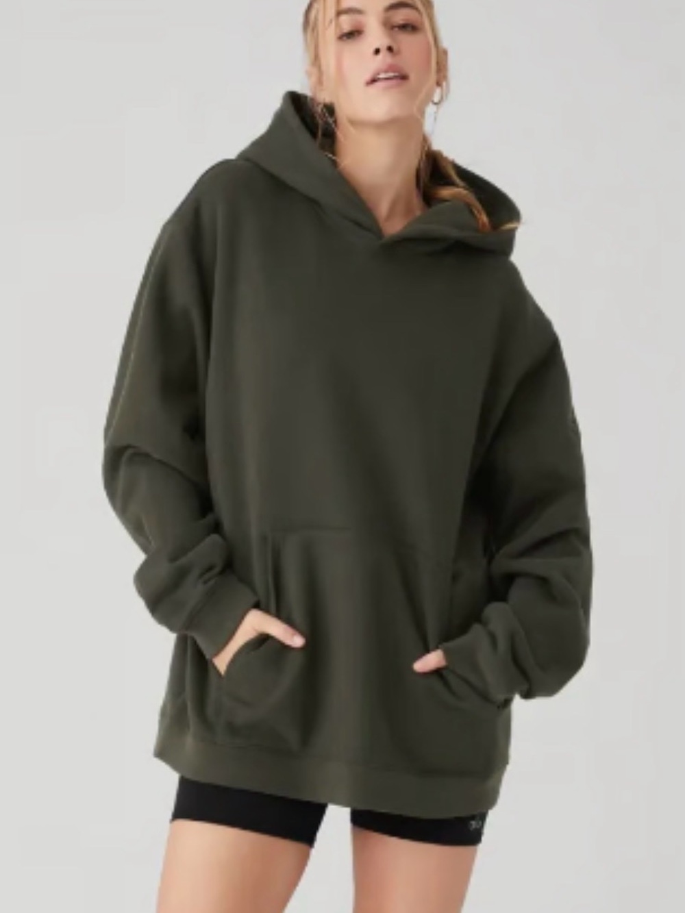 ALO Yoga Renown Heavy Weight Hoodie Dark Green size XS